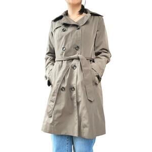 Liz Claiborne Outerwear Belted Trench Coat with Removable Hood Size Small